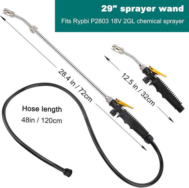 Diraeen Replacement Sprayer Wand for Ryobi，29"" Sprayer Part with Adjustable Nozzle, Trigger Wand & Hose Compatible for P2800, P2803 Sprayer - Image 3